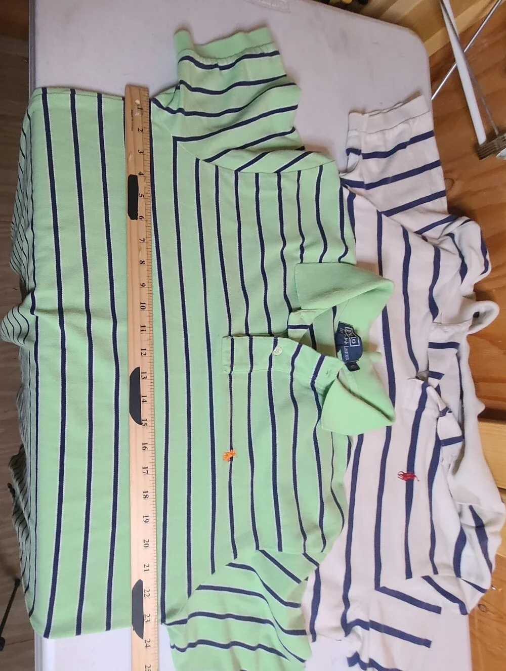 Ralph Lauren Striped Polo Pair Large — Light Green, White & Navy